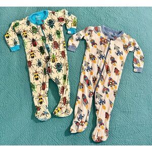 Hatley Bundle of 2 Baby Boys' Jungle Beetles & Rockets Footed Sleeper 3-6 Months
